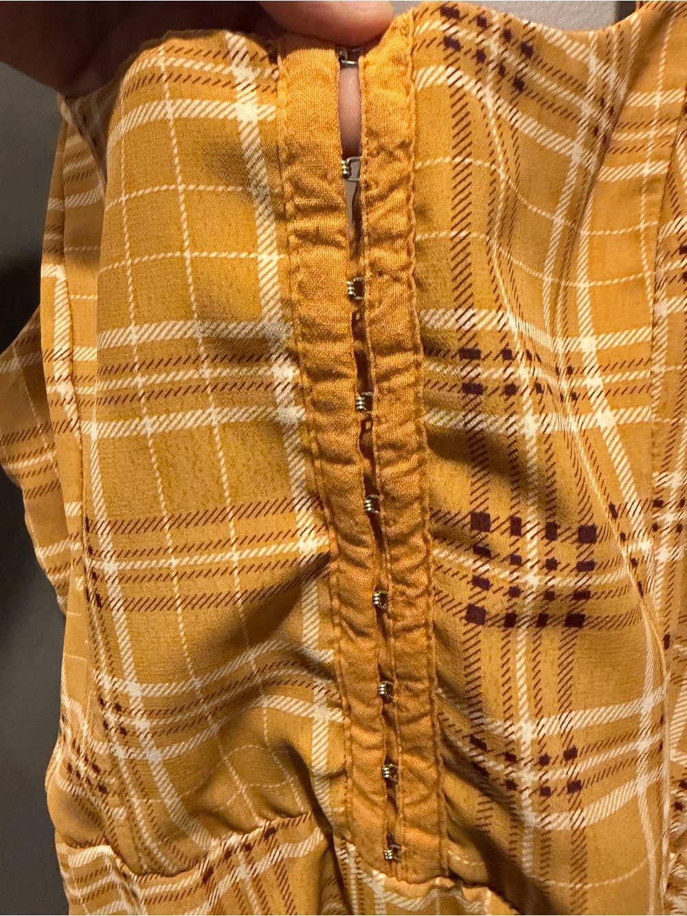 Lily Rose Mustard Plaid Spaghetti-Strap Mini Dress - Picture 5 of 5